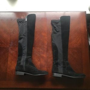 Black suede over the knee boots